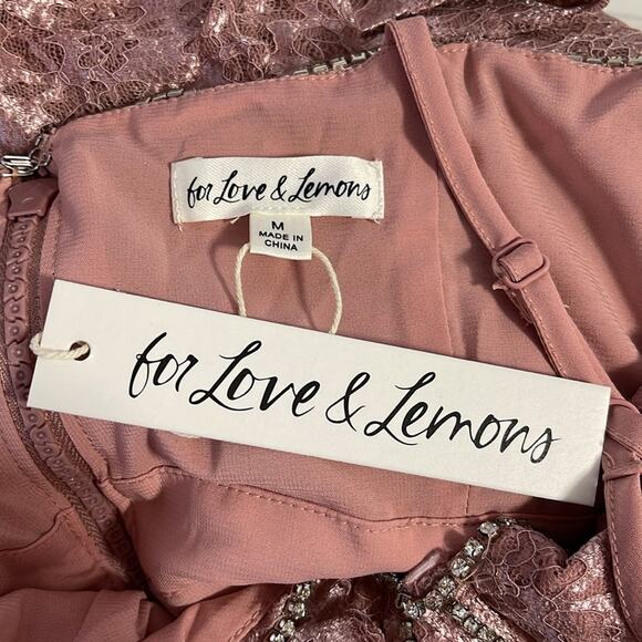 For Love & Lemons Shai Crystal Embellished Floral Tiered Maxi Dress Sz Medium - Picture 10 of 11